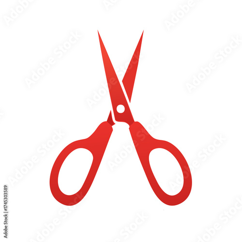 Vibrant Red Scissors Illustration Cutting Tool with Sharp Blades on a White Background