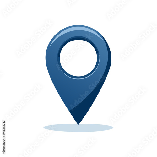 A blue location marker for maps and navigation, signifying placement and position on GPS systems