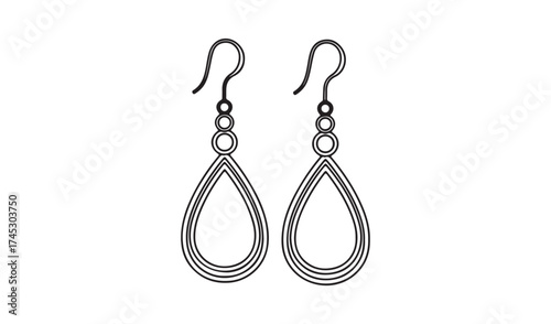 Pair of teardrop earrings isolated on white background