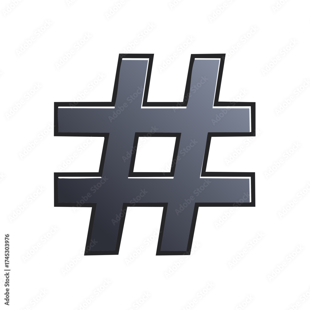 Obraz premium Metallic Gradient Hashtag Symbol Isolated on White