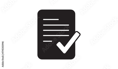 Document with check mark isolated on white background