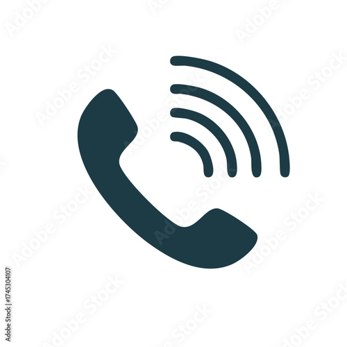 Phone Handset with Signal Waves Icon for Communication and Support