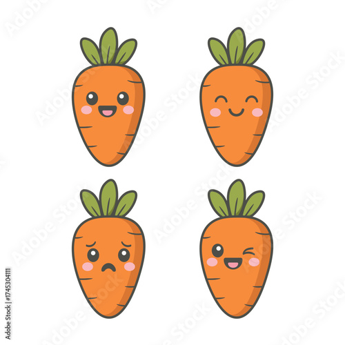 CUTE CARROT FACES COLORING PAGE | Simple Vegetable Activity for Kids and Preschoolers | Funny Food-Themed Learning Sheet