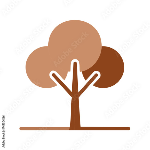 Simple Flat Style Tree Illustration Isolated on White Surface Nature Forest Minimalist Environment Logo Graphic Design