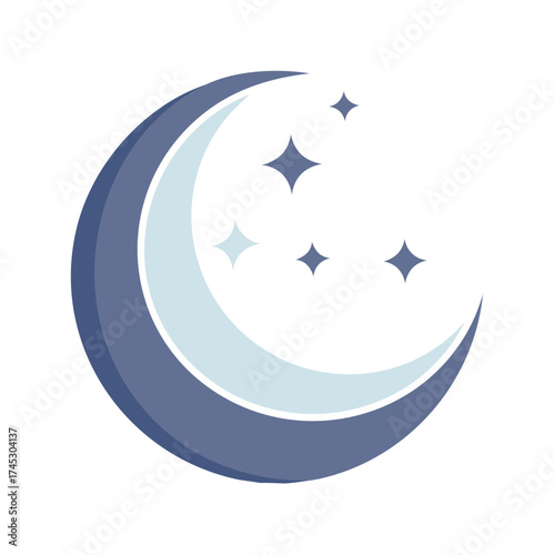 Crescent moon and stars illustration celestial night concept abstract shapes