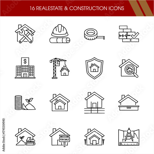  16 Realestate and constructions icon designs