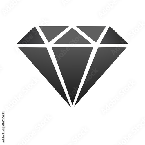 Abstract faceted grey diamond shape graphic design element
