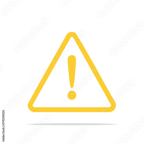 Yellow triangle hazard warning sign with exclamation point icon vector illustration