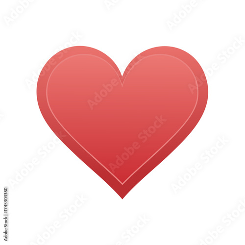 Simple Red Heart Shape with Subtle Gradient and Outline