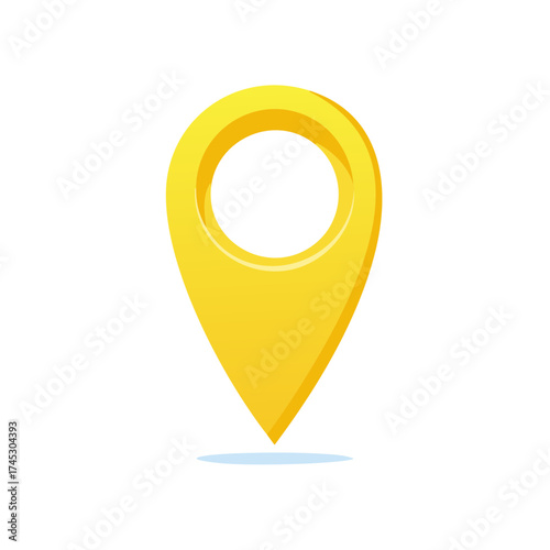 Bright yellow map pin marker icon with gradient highlights and subtle shadow