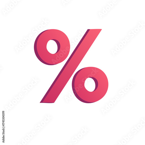 Pink Percentage Symbol Illustration Percent Sign Isolated on White Background