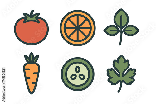 Colorful set of healthy food ingredients: vegetables and citrus fruit
