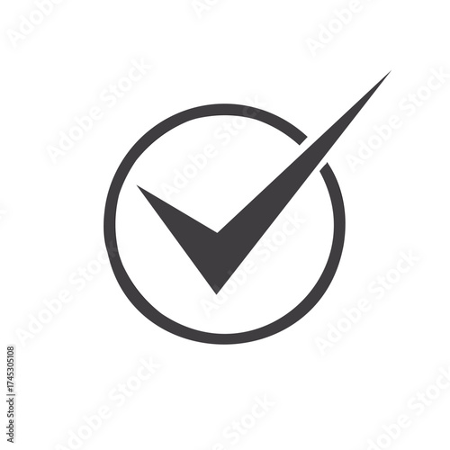 Simple dark grey checkmark inside a circle icon for approval or confirmation