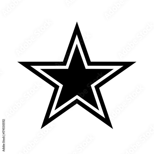 Black star shape isolated against white background, simple geometric graphic design