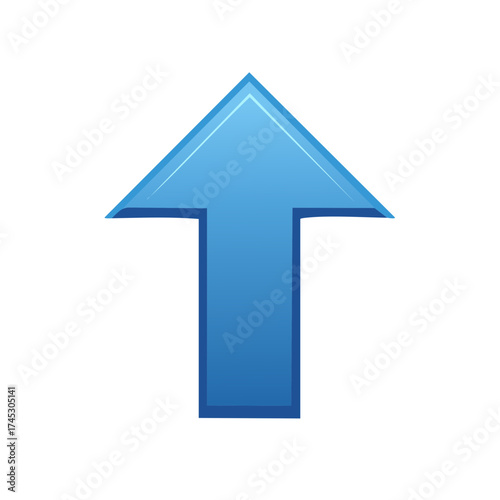 Glossy blue arrow icon pointing up symbolizing progress improvement or future development