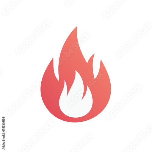 Stylized Flame Icon Warm Red Gradient