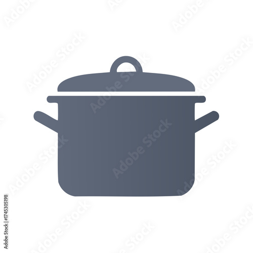 Iconic cooking pot illustration, gray simple design for culinary concepts.