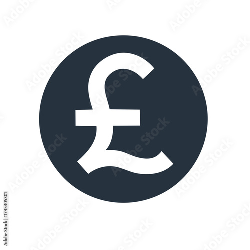Pound Sterling Symbol Icon in Circle Graphic