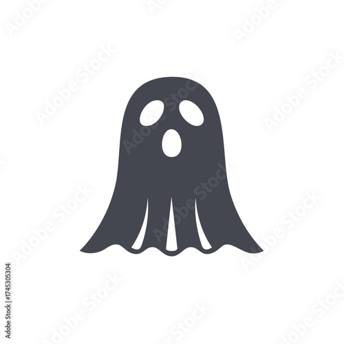 Simple ghost illustration on white background, Halloween concept design