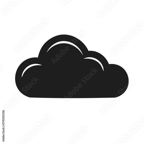 Black Cloud Symbol with White Arcs Weather App Icon Cloudy Design