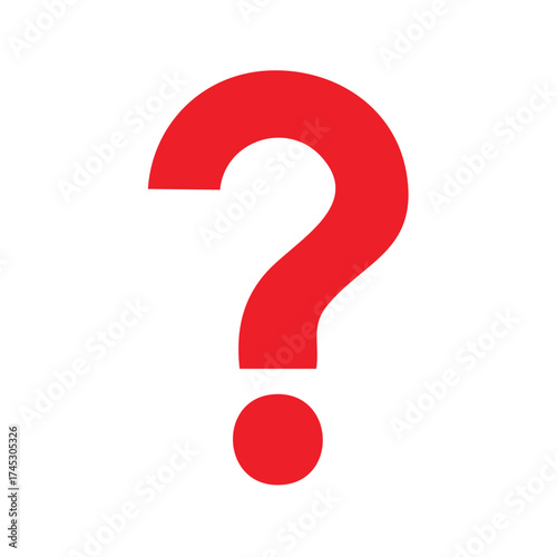 Bright Red Question Mark Symbol Against White Backdrop Highlighting Inquiry