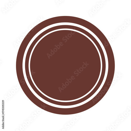 Brown circle shape with two white rings around it simple abstract graphic design.