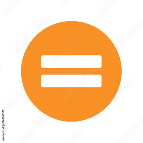 Equality Symbol in Orange Circle, Equal Sign Concept