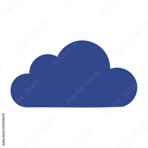 Minimalist blue cloud icon symbol for technology data storage and weather forecast