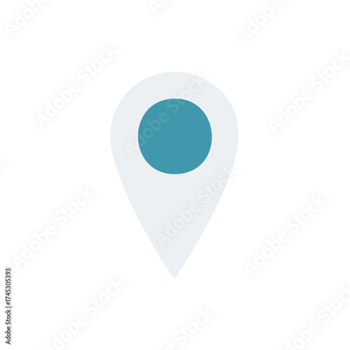 Simple Location Marker Icon with Blue Center Pin Point Graphic Design