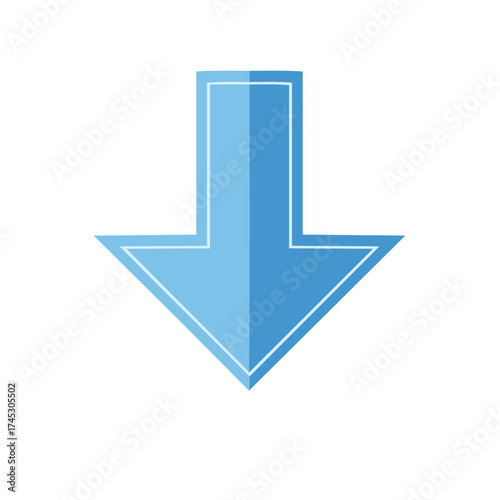 Blue Downward Arrow Icon Flat Design For Web Interface
