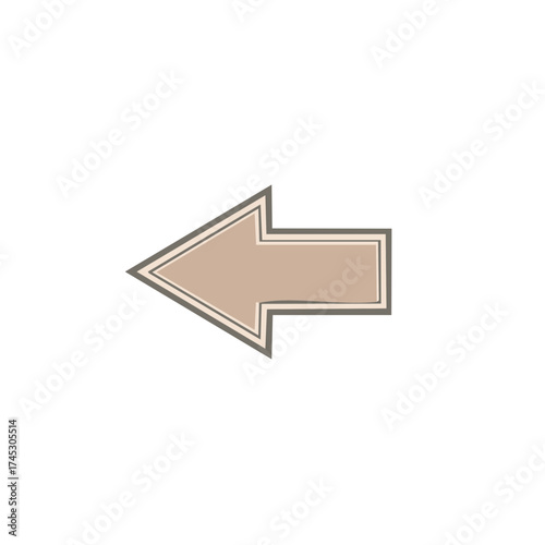 Stylized hand drawn rustic beige arrow pointing left for direction or navigation