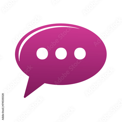 Magenta Speech Bubble Icon with Three Dots Illustrating Communication and Dialogue