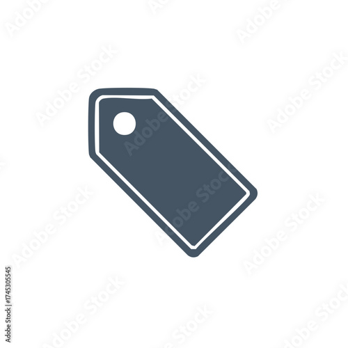Modern dark gray price tag icon with white outline for shopping promotion and digital commerce