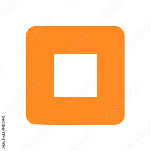 Orange Rounded Square Icon in Flat Design Style with Long Shadow