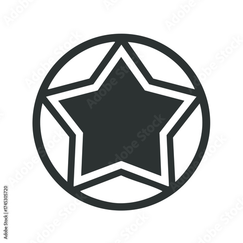Abstract black star inside a circle - Graphic design element
