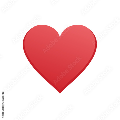 Red heart shape isolated on a white background, love concept