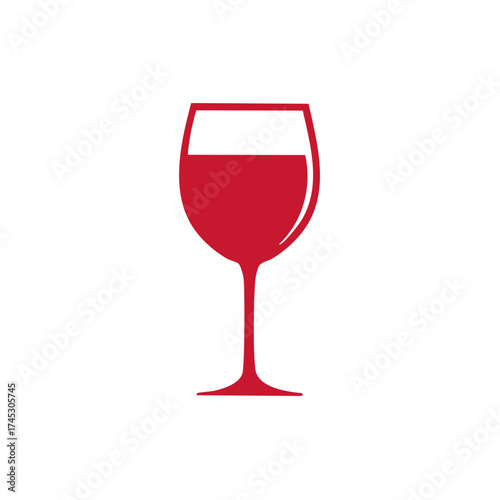 Elegant Red Wine Glass Silhouette Design For Wine List Creative Content