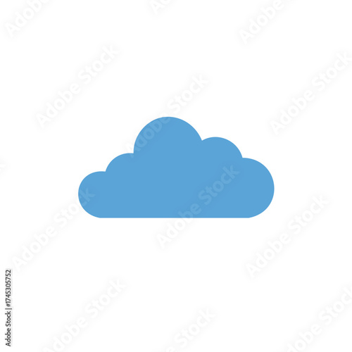 Flat Blue Cloud Icon Graphic Design Element Concept on White