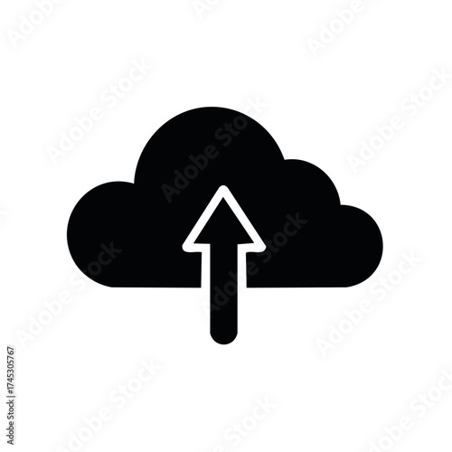 Cloud Upload Icon Simple Black Glyph for Data Transfer and Online Storage