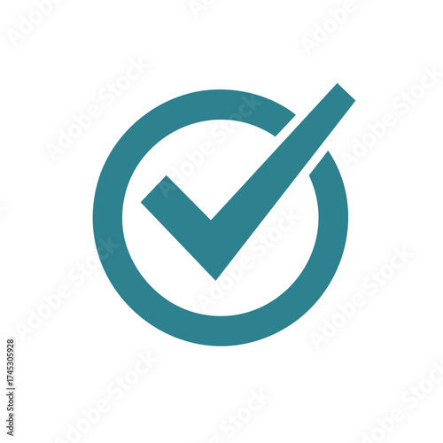 Check Mark inside Circle Signifying Approval, Confirmation, and Positive Verification in teal color