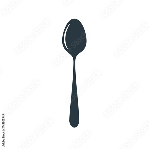 Elegant teaspoon silhouette flat design for tableware dining and kitchen concepts