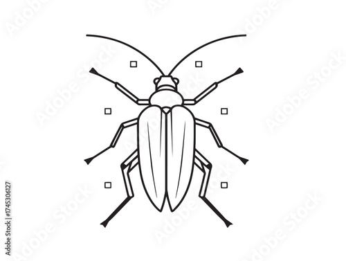 Insects icon 2D vector line art for entomology and bug collection