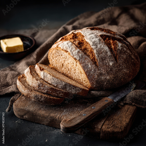 Wallpaper Mural rustic sliced bread. High quality photo Torontodigital.ca