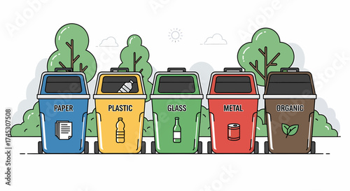Recycling Bins Separating Waste Streams For Environment Conservation