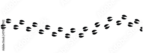 Silhouettes of animal footprints of goat – black vector tracks of birds, reptiles, and mammals. includes paw prints, hoof marks, and steps from wolf, duck, frog design in eps 10.