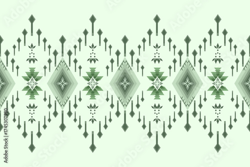 Ikat ethnic embroidery geometric abstract Aztec element seamless pattern. Native decorative oriental traditional design for fabric, clothing, wallpaper, background, texture, interior, decoration