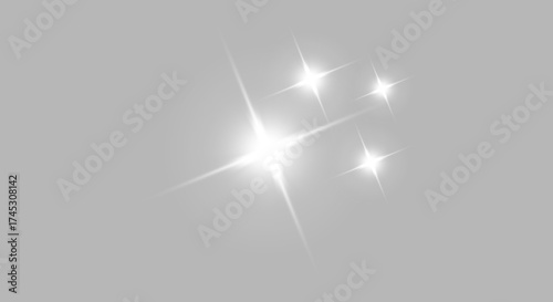Clustered Bright White Sparkle and Star Glint Overlay