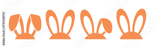 A Collection of Four Orange Bunny Ear Headbands on a White Background