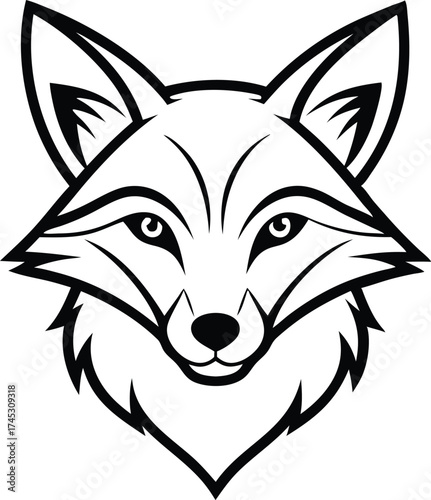 Fox Head Outline Vector Logo Icon, Fox Face Outline Mascot Design Vector

