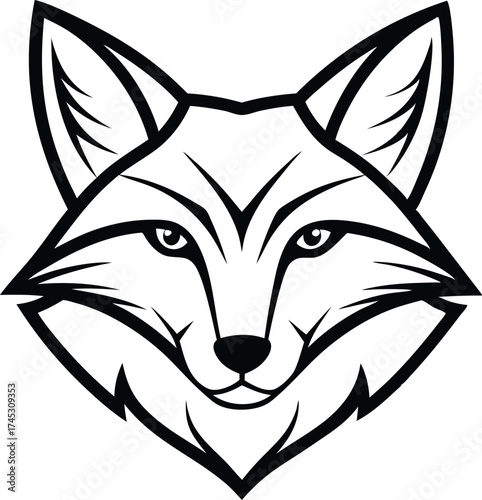 Fox Head Outline Vector Logo Icon, Fox Face Outline Mascot Design Vector

